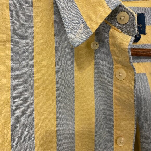 Vintage 90's 100% Cotton Cambridge Classics Yellow & Blue Striped Button Down - Picture 7 of 10